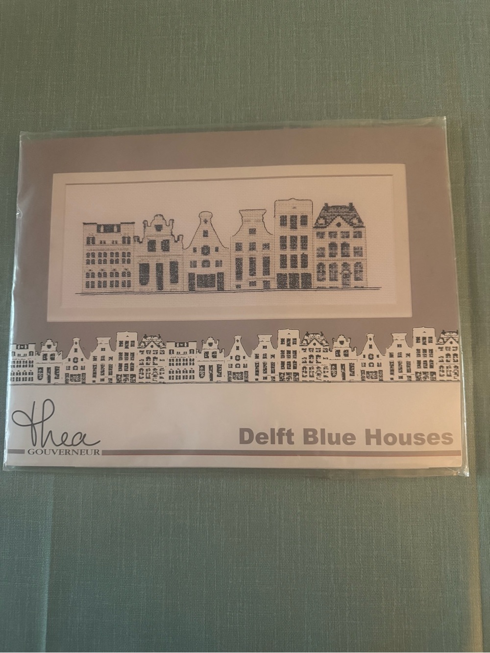 Thea Gouverneur "Delft Blue Houses" Cross Stitch Pattern - Blue and White